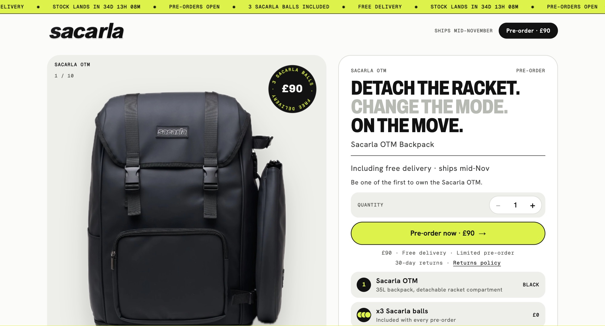 The new Sacarla pre-order page