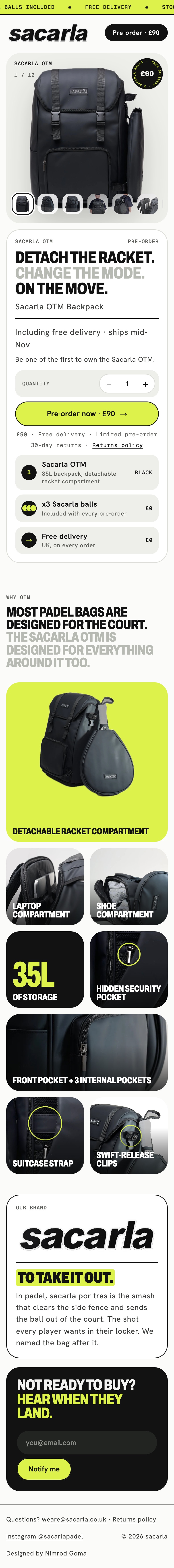 The new Sacarla page on a phone, full scroll